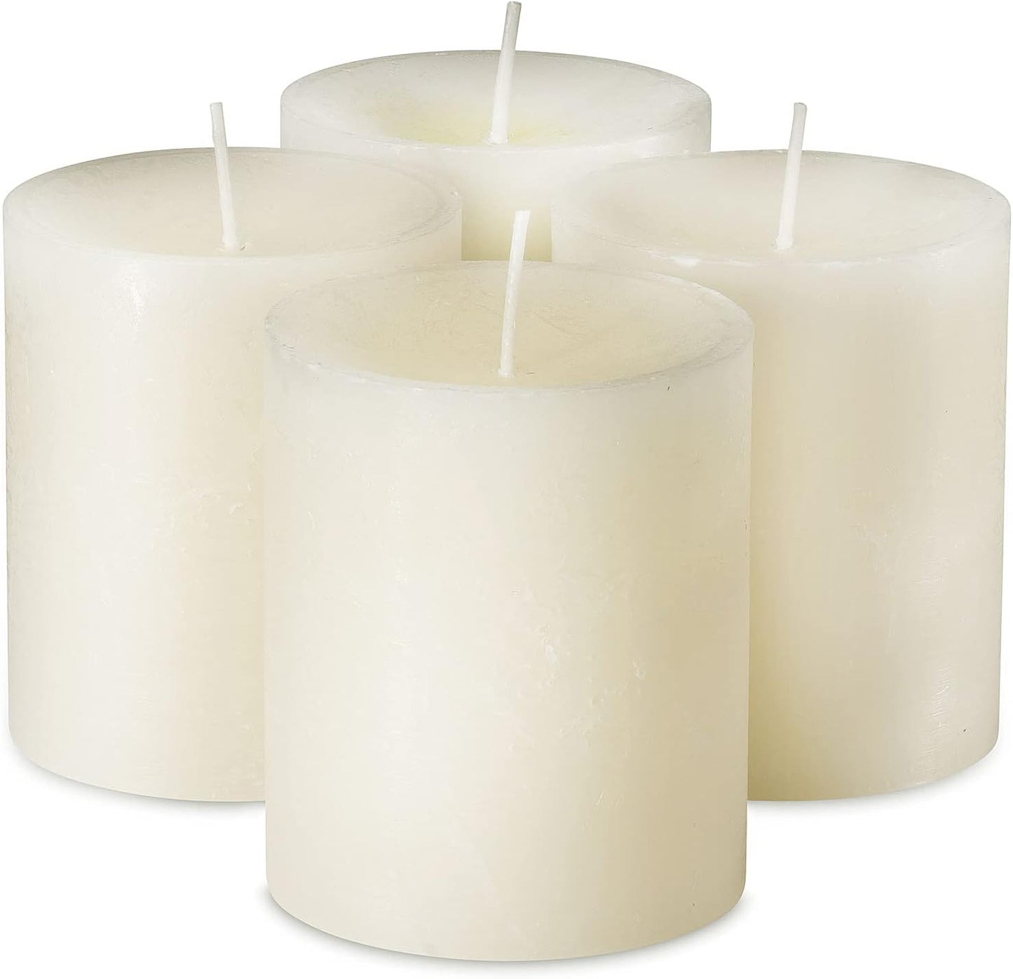SPAAS Rustic Ivory Pillar Candles - 2.7" X 3" Decorative Candles Set of 4 - Clean Burning and Dripless Unscented Rustic Pillar Candles for Home Decorations, Wedding Decor, Party, Spa Restaurant