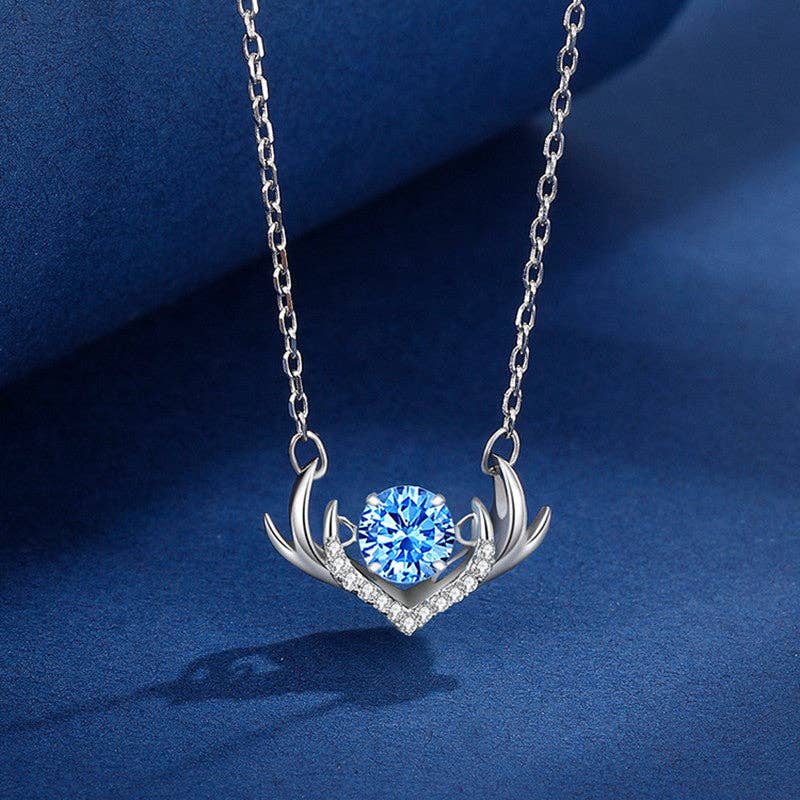 Perimade & Co. LLC - Deer Antler Dancing Stone Necklace in 925 Sterling Silver