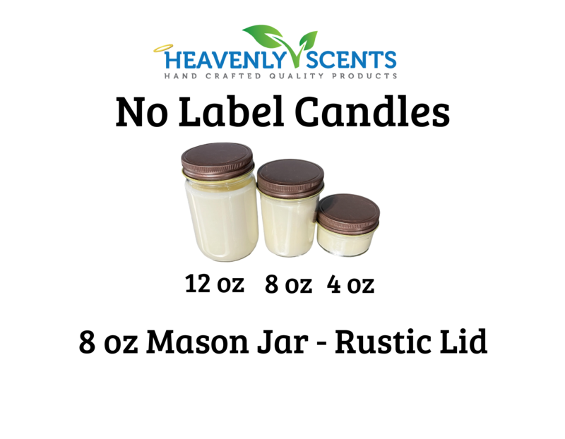 Heavenly Scents - 8oz Mason Jar Soy Candles - Rustic  Lid  - 6 Pack No Label