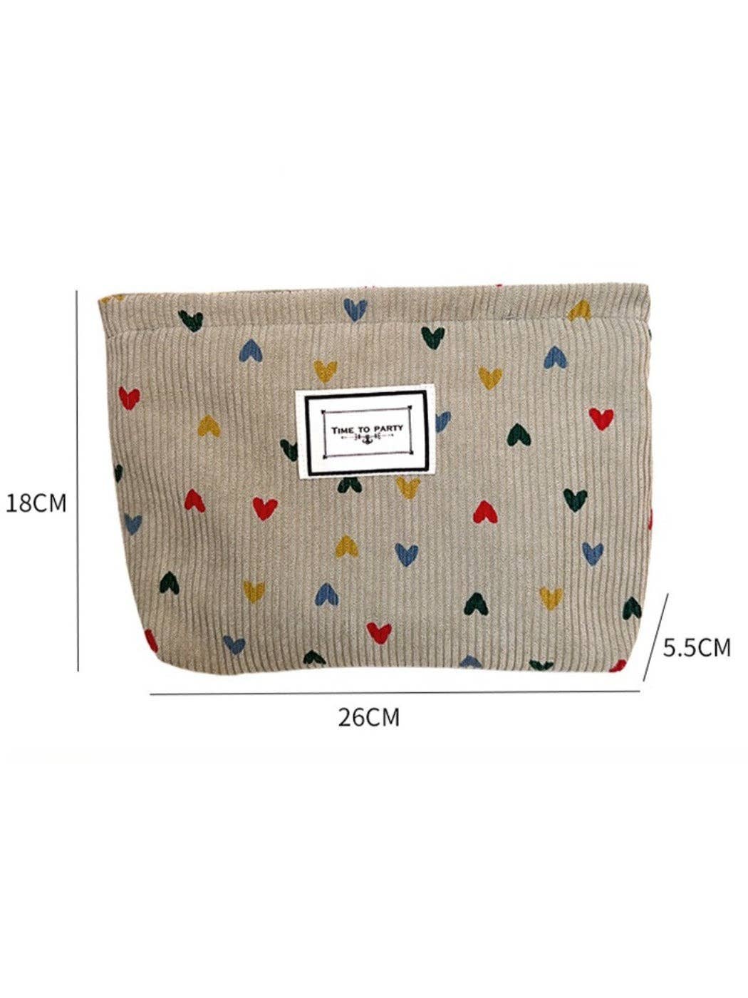 Funkyrel® Atzbranding Limited - Cosbai - Corduroy Zippered Makeup Pouch with Heart-shaped Patterns
