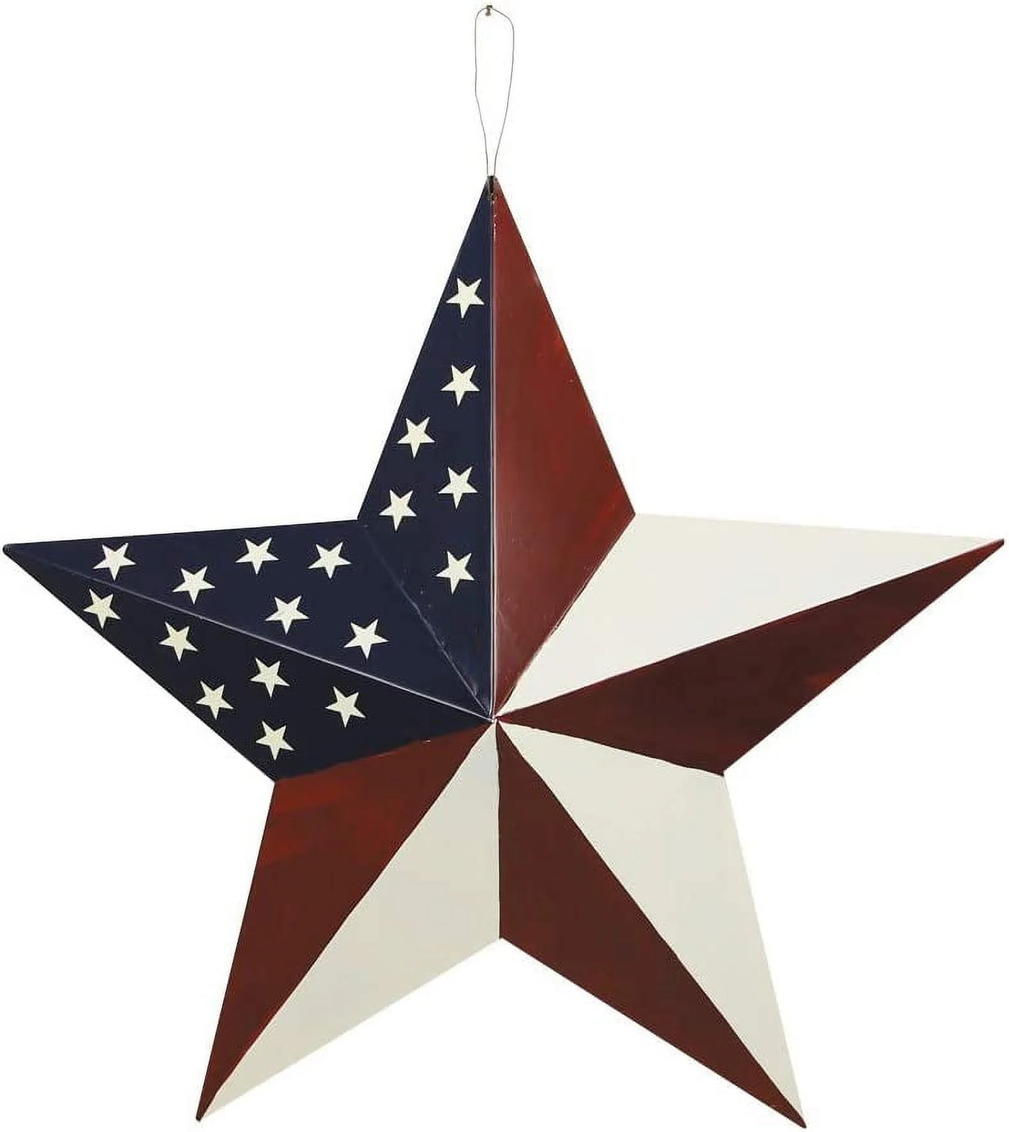 Patriotic Metal Barn Star Wall Decor, 16.5In Hanging Country Rustic Metal Star July of 4Th Old Glory American Flag Barn Star (M-Stars)