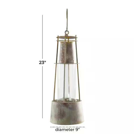 Brown Iron Rustic Lantern Candle Holder