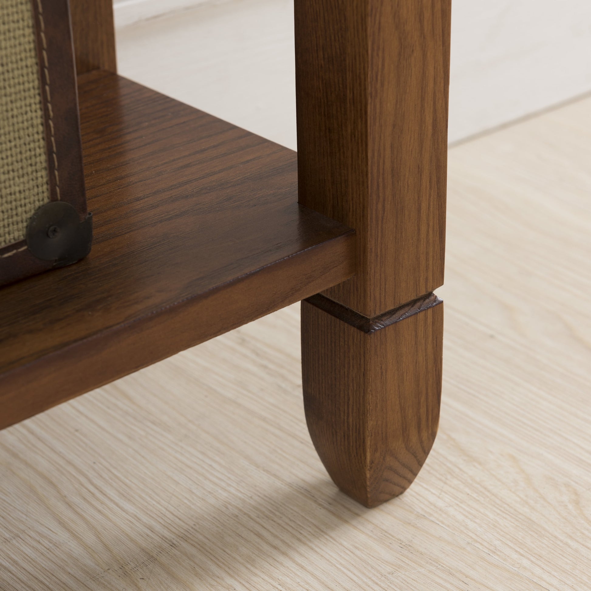 10059 Rustic Slate Tile Hall Console Sofa Table with Shelf, Rustic Oak