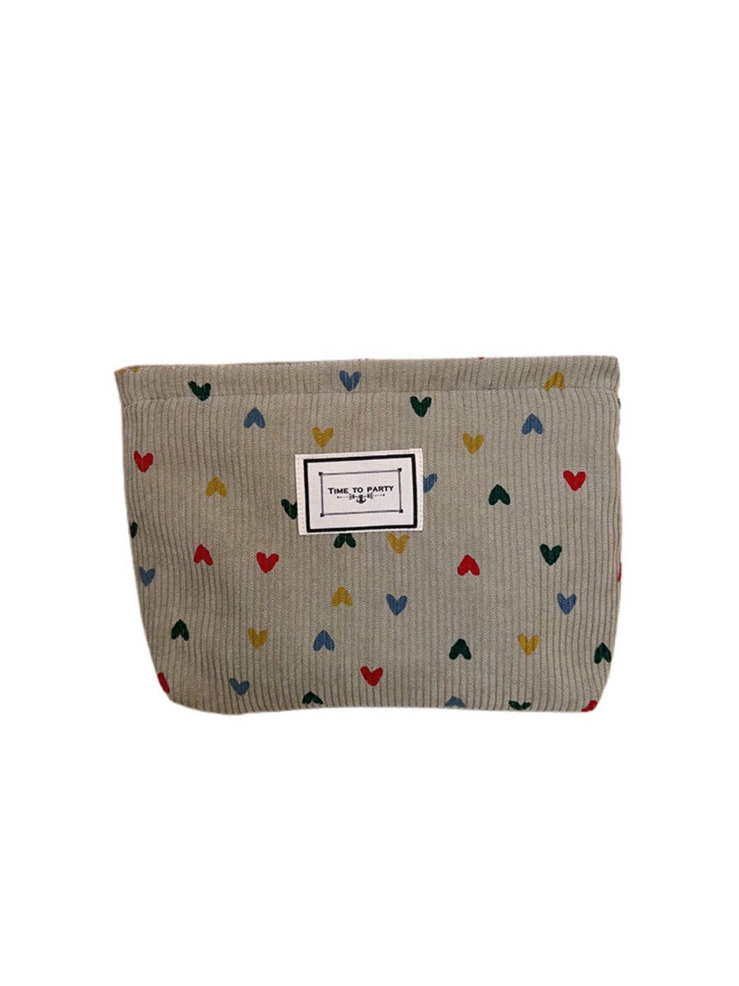 Funkyrel® Atzbranding Limited - Cosbai - Corduroy Zippered Makeup Pouch with Heart-shaped Patterns