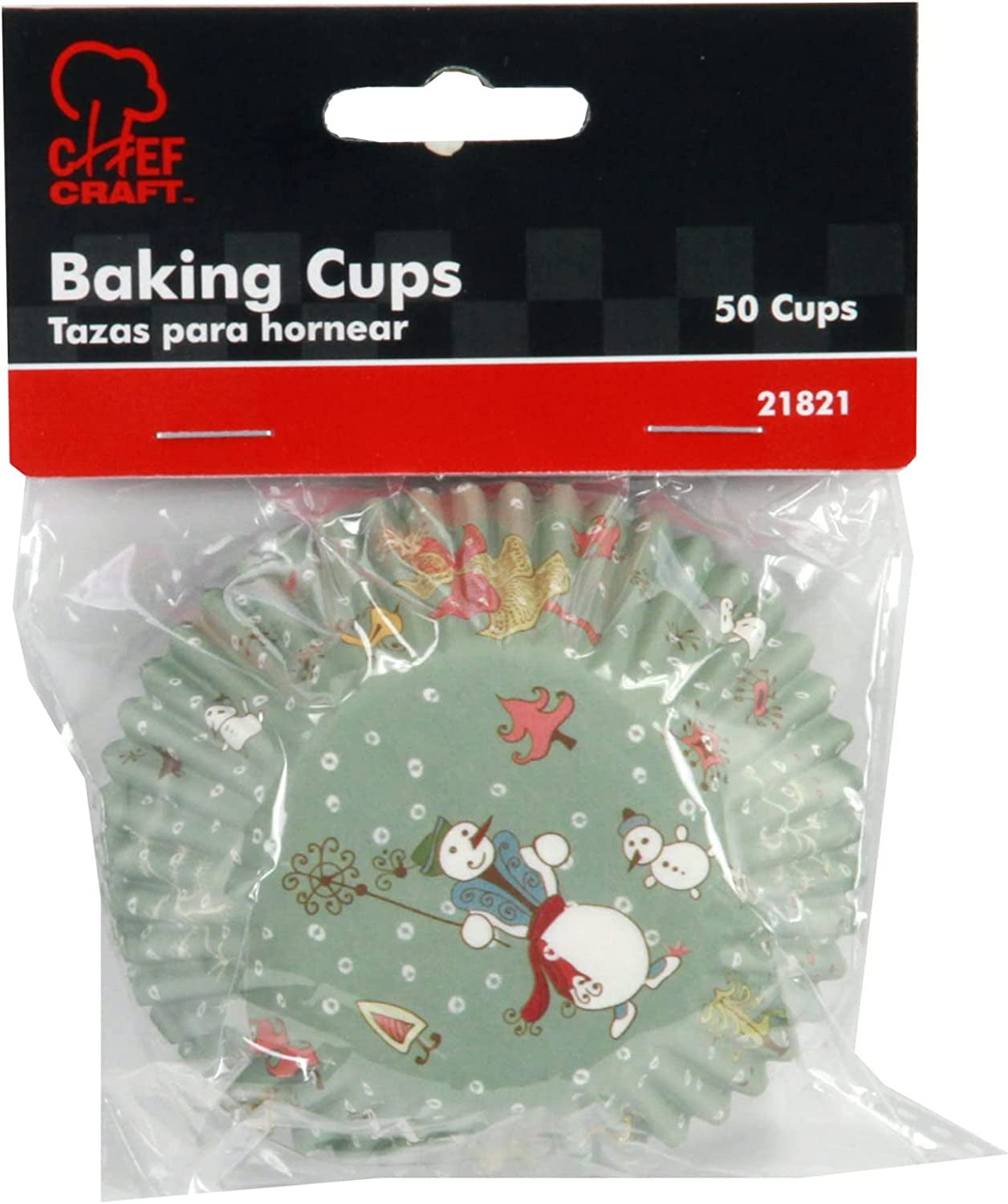 Paper Patterned Cupcake Liners, 50 Count, Green/Red/White
