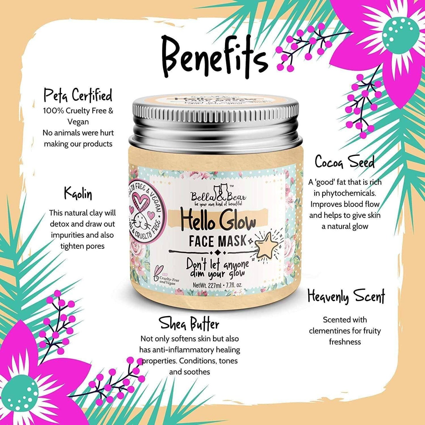 Bella & Bear - Hello Glow Face Mask | Skin Care | Facial Mask for Women