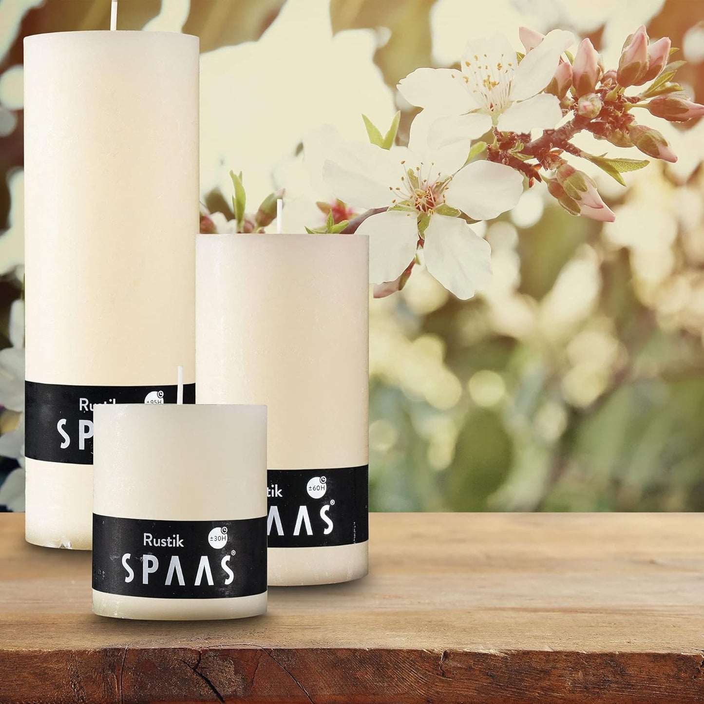 SPAAS Rustic Ivory Pillar Candles - 2.7" X 3" Decorative Candles Set of 4 - Clean Burning and Dripless Unscented Rustic Pillar Candles for Home Decorations, Wedding Decor, Party, Spa Restaurant
