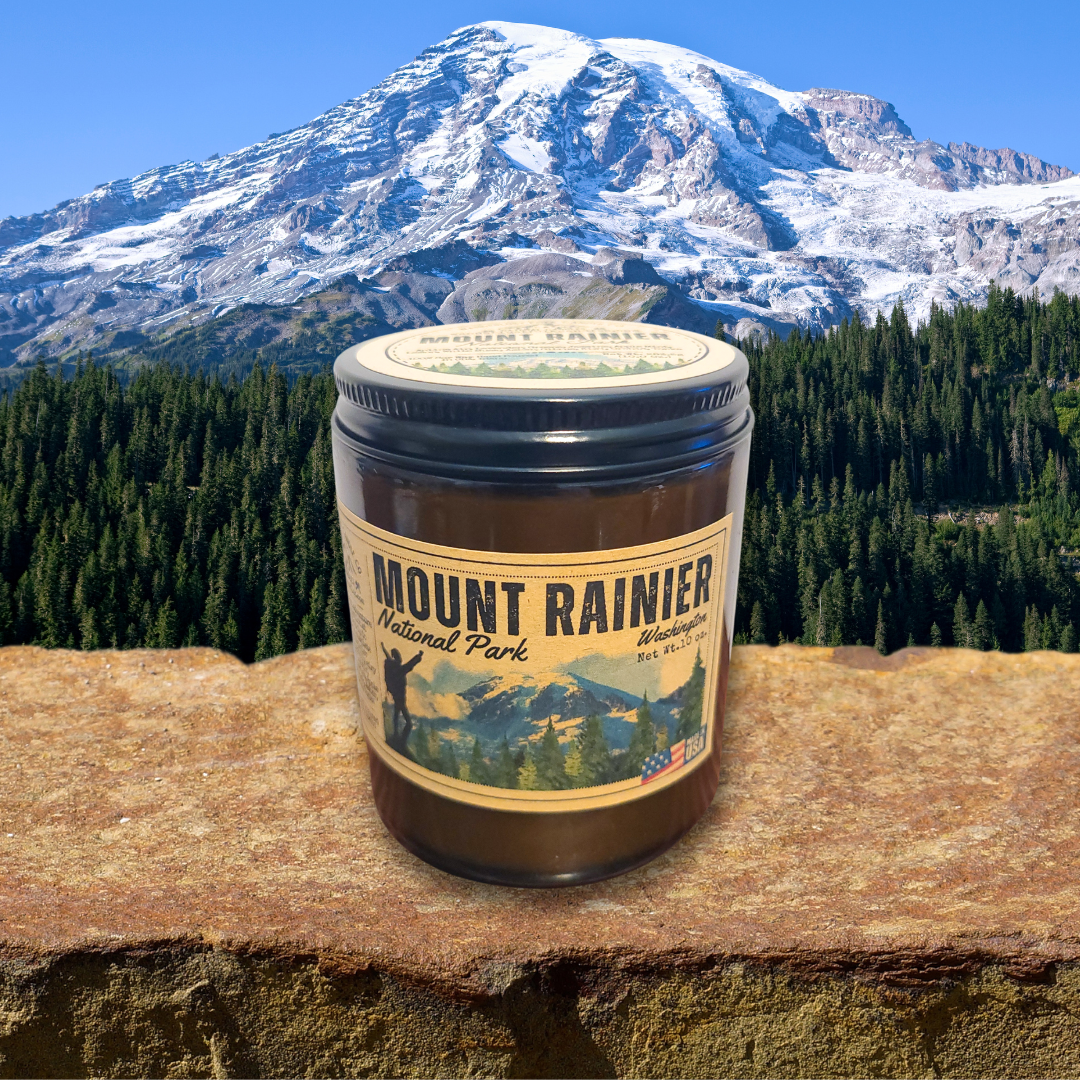 Wanderlust Folk - Mount Rainier | National Parks Candle | Washinton PNW