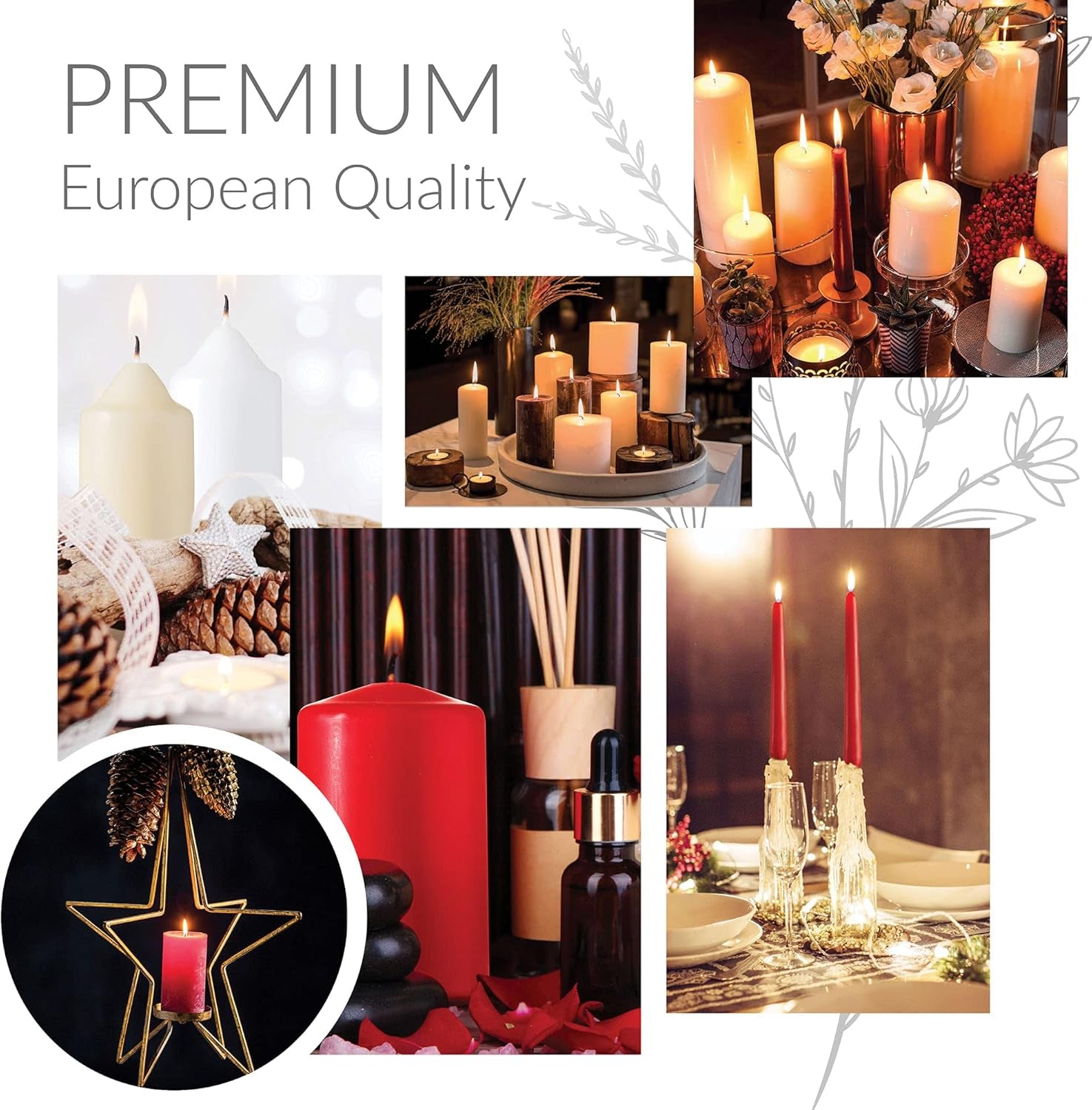 SPAAS Rustic Ivory Pillar Candles - 2.7" X 3" Decorative Candles Set of 4 - Clean Burning and Dripless Unscented Rustic Pillar Candles for Home Decorations, Wedding Decor, Party, Spa Restaurant