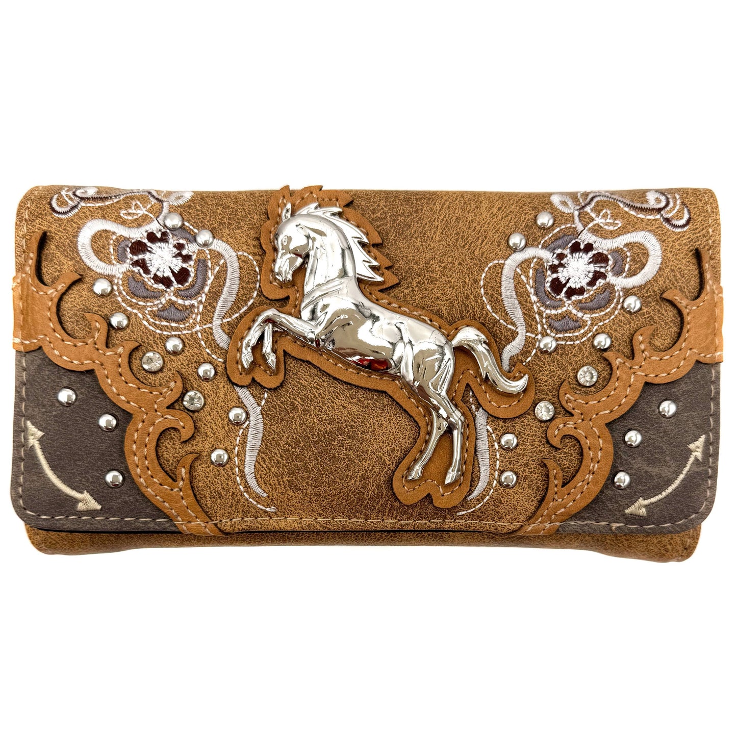 Lunar Deer - Women Floral Embroidery Horse Crossbody Wallet
