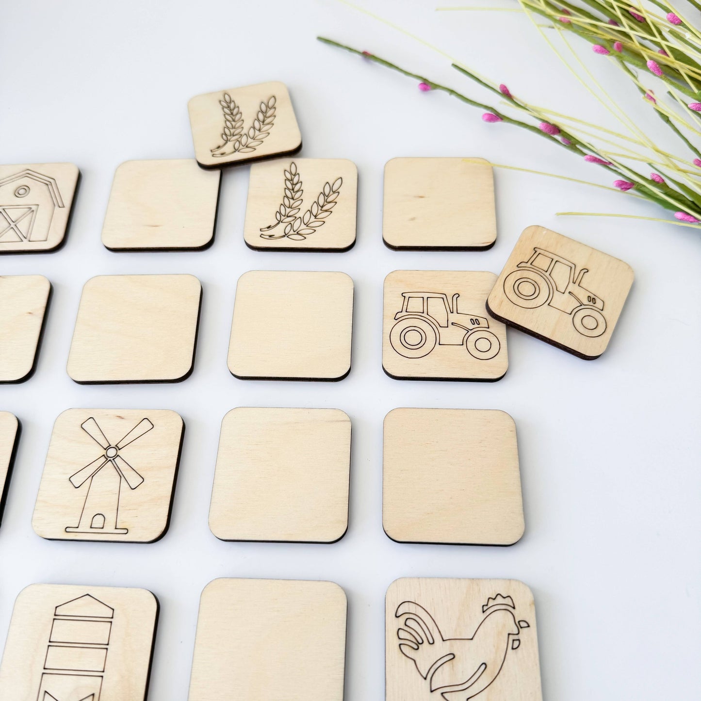 Birch House Games & Gifts - Farm Memory Matching Game - Wooden Memory Game