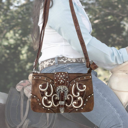Lunar Deer - Western Floral Buckle Crossbody Pouch Bag