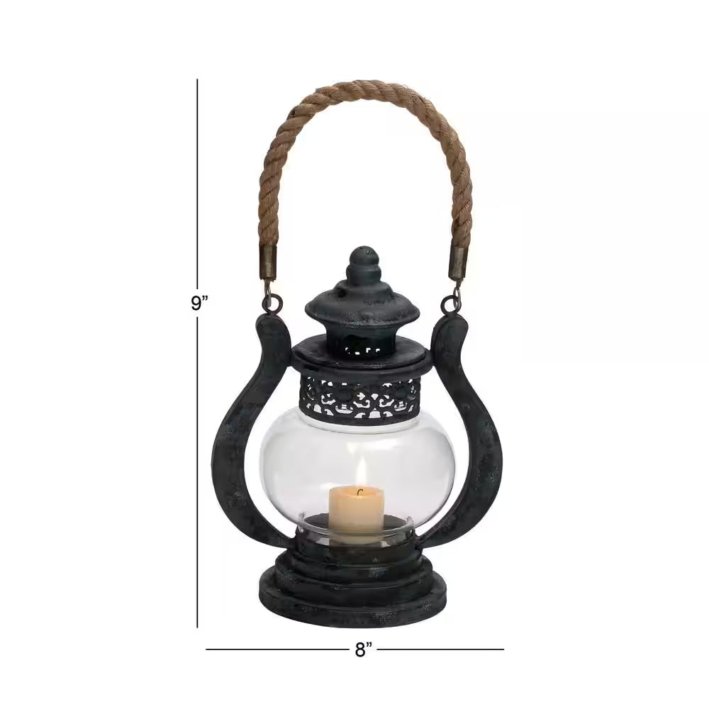 Black Metal Rustic Candle Lantern