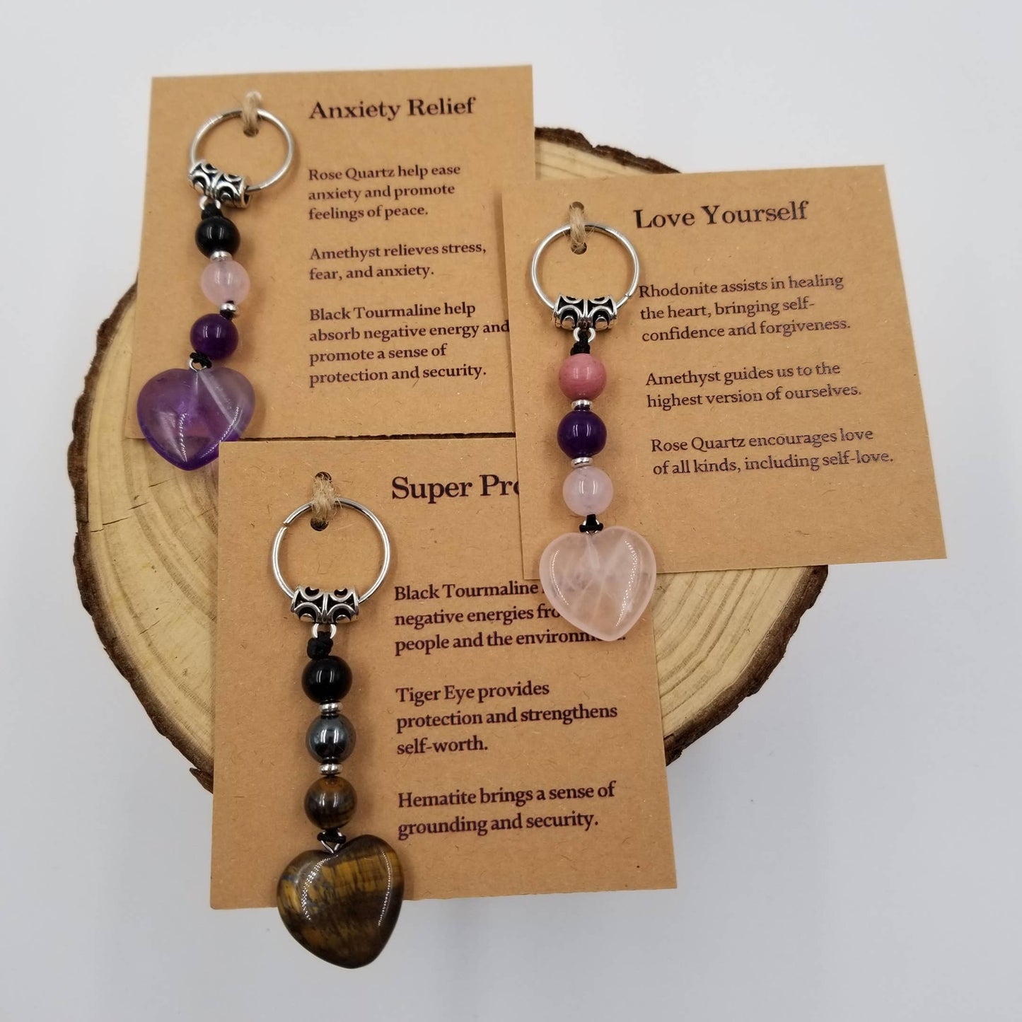 CHAKRA JEWELRY - Valentine Natural Stone Heart Keychain