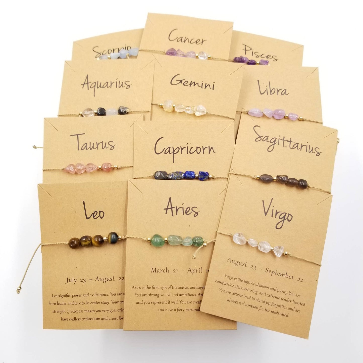 CHAKRA JEWELRY - Natural Stone Handwoven Constellation Bracelet with Card