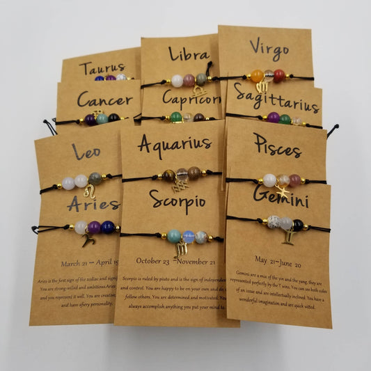 CHAKRA JEWELRY - Natural Stone Chakra Bead Constellation Bracelet with Card