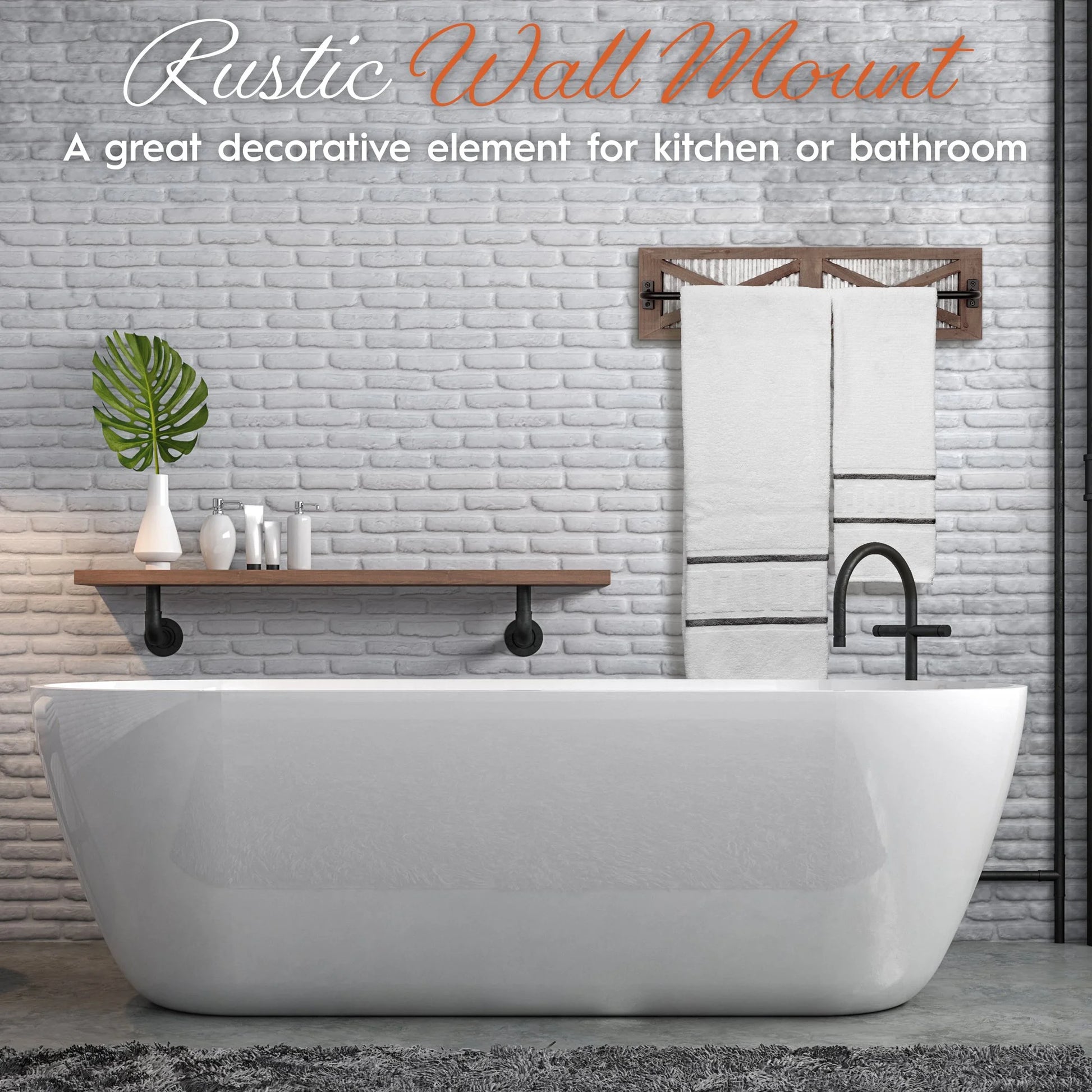 Wooden Barn Door Farmhouse Towel Rack with Galvanized Metal - Farmhouse Bathroom Decor