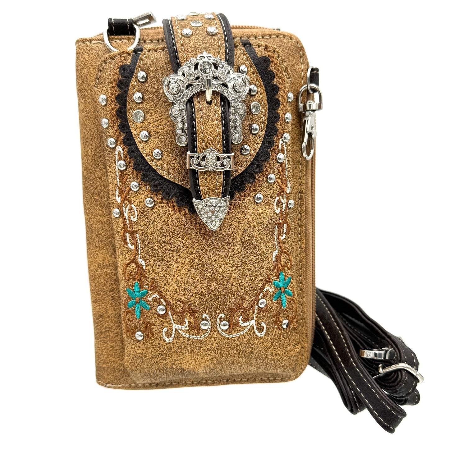 Lunar Deer - Crown Buckle Western Embroidered Floral Phone Wallet