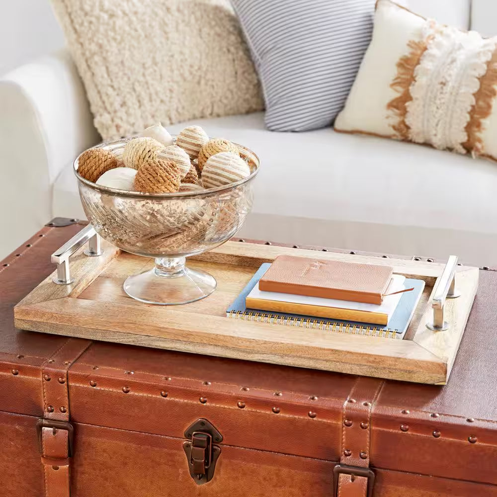 Dark Brown Mango Wood Rustic Tray