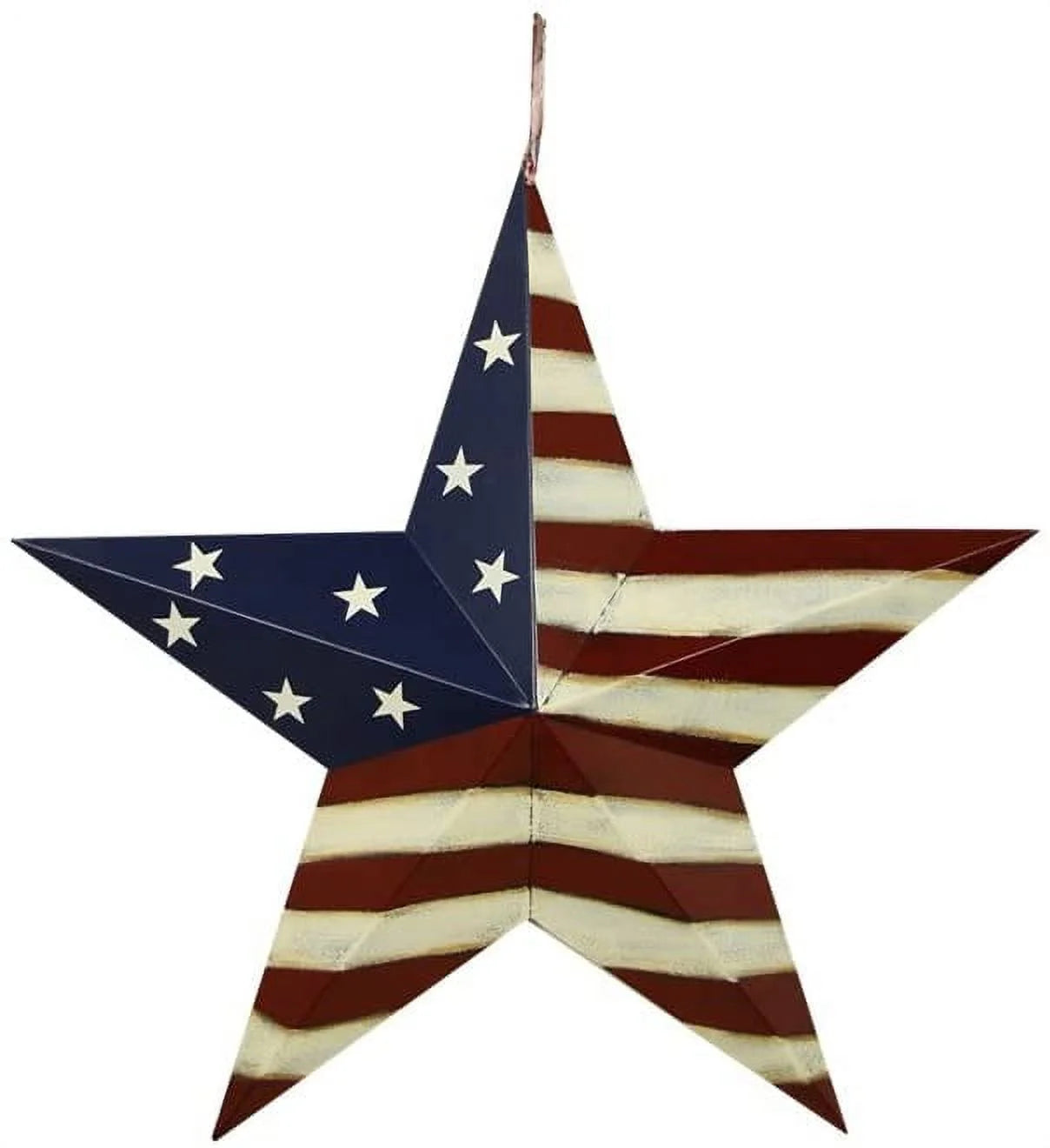 Patriotic Metal Barn Star Wall Decor, 12Inch Hanging Country Rustic Metal Star for July 4Th Decoration