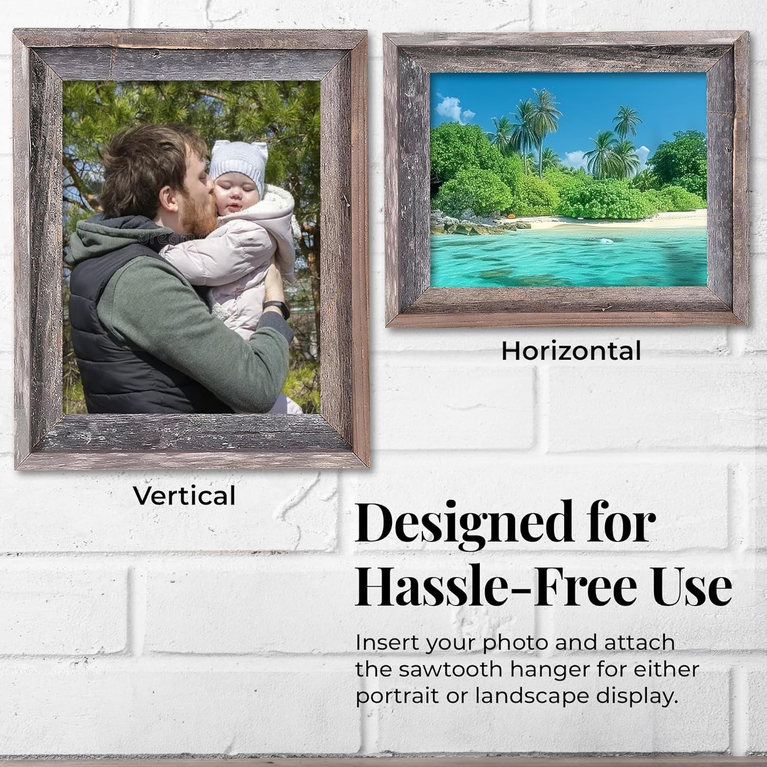 Farmhouse Style Rustic Picture Frame - Reclaimed Wood Photo Frame – Signature Wall Picture Frames for Living Room, Bedroom, Office Display - Wooden Frames for Décor Made in USA Natural Weathered Gray 11" X 17"