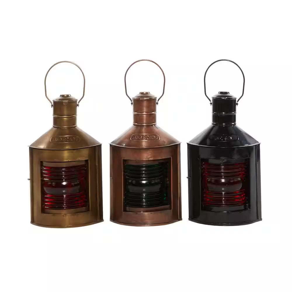 Multi Colored Metal Rustic Candle Lantern (Set of 3)