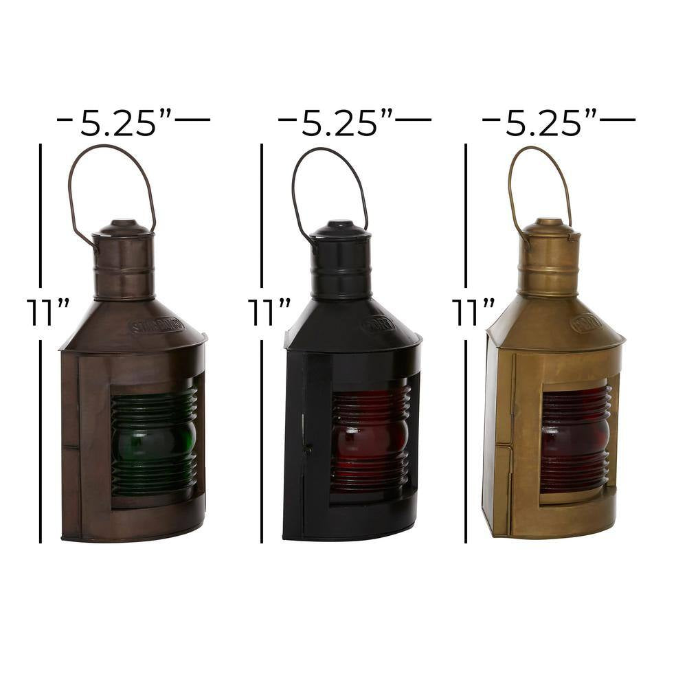 Multi Colored Metal Rustic Candle Lantern (Set of 3)