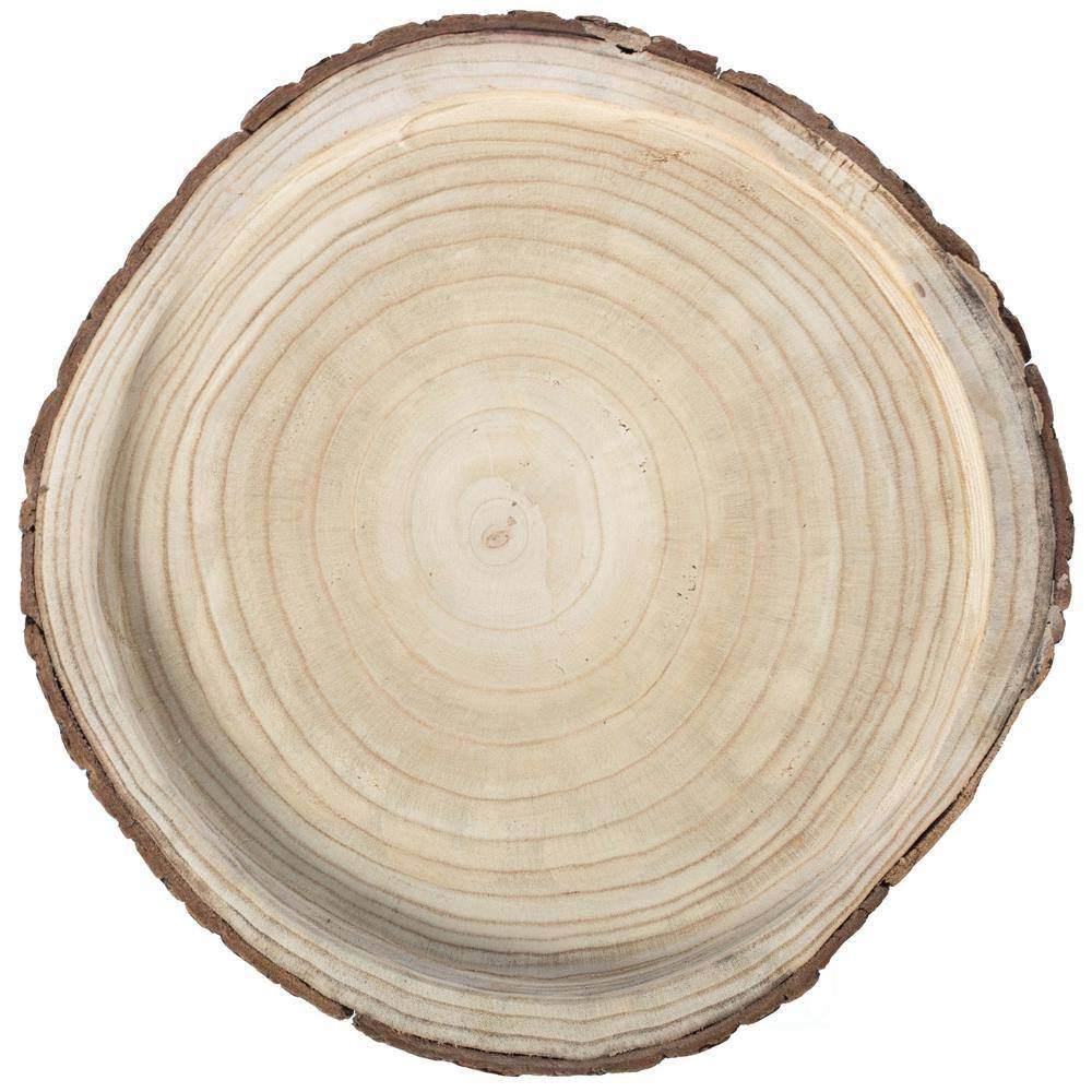 16 Dia In. Beige/ Cream Wood Tree Bark Indented Display Tray Serving Plate Platter Charger
