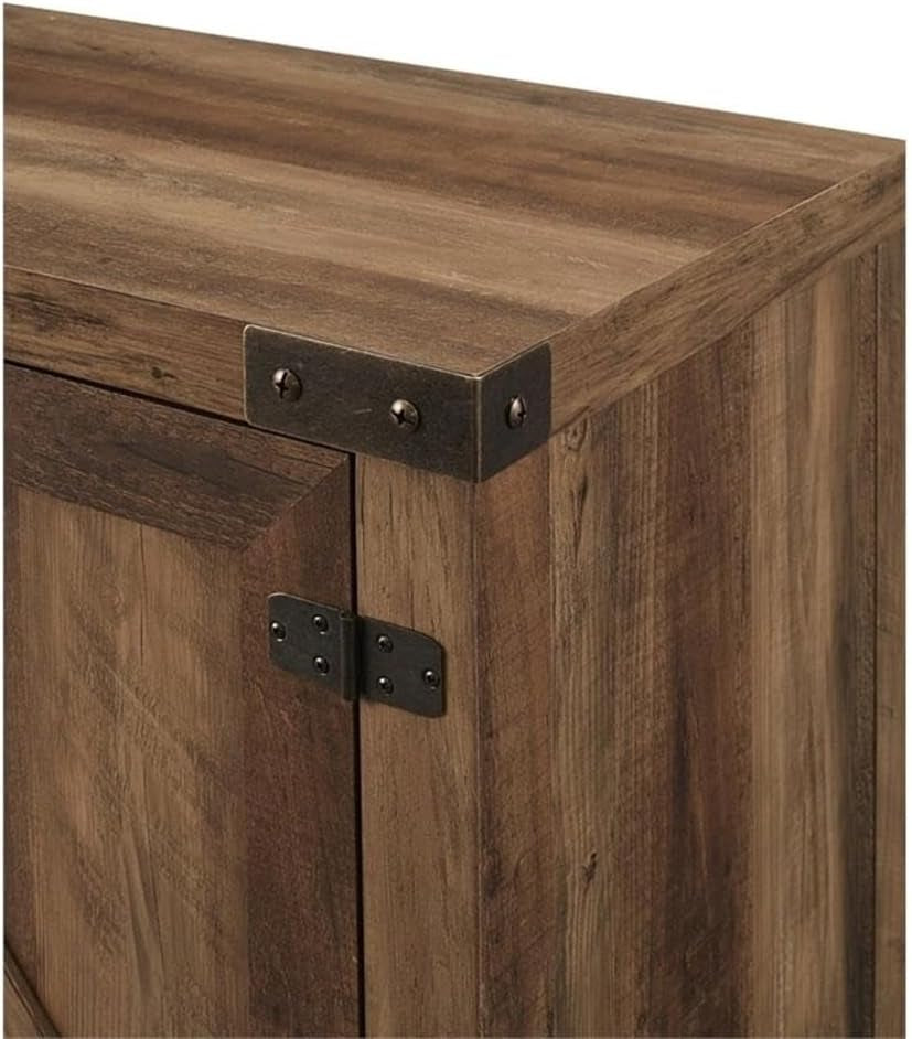 70" Farmhouse Barn Door Rustic Wood TV Stand Console with Storage in Rustic Oak