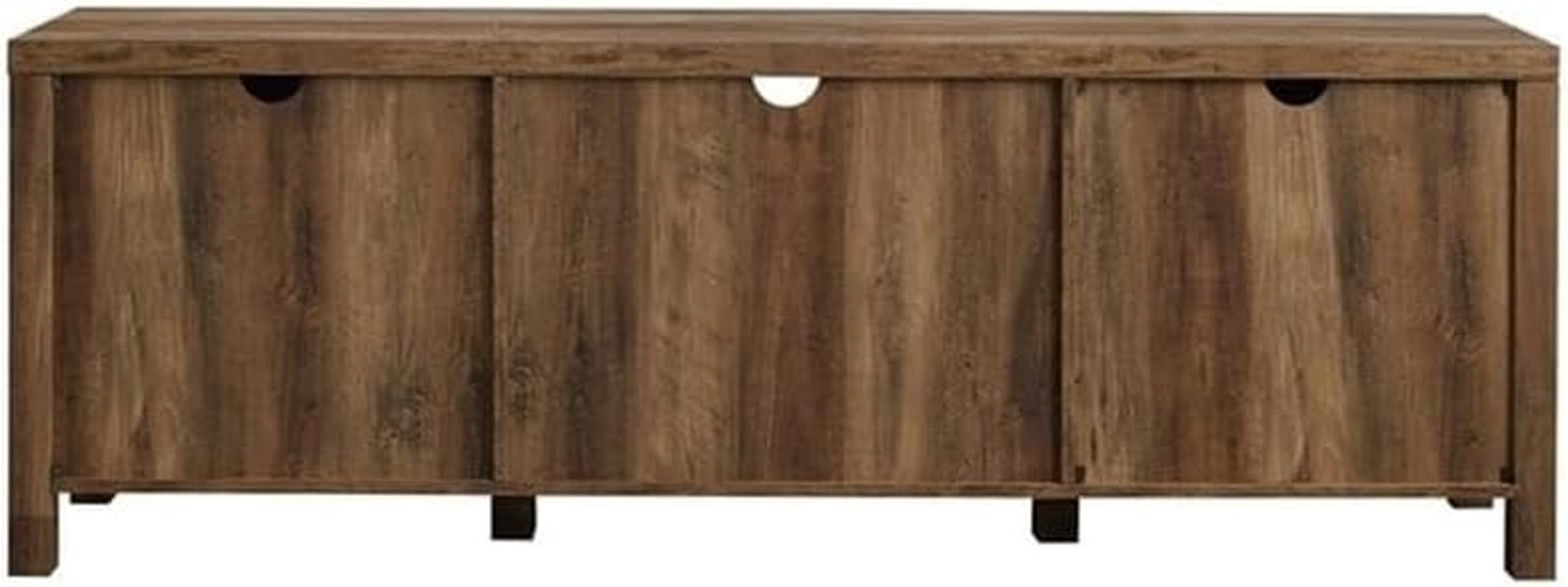 70" Farmhouse Barn Door Rustic Wood TV Stand Console with Storage in Rustic Oak