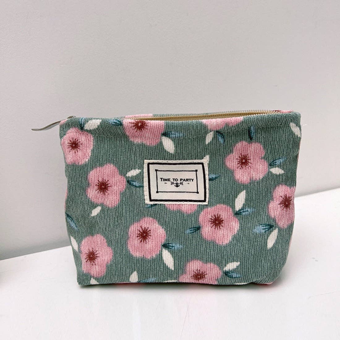 Funkyrel® Atzbranding Limited - Cosbai - Small Floral Corduroy Cosmetic Bag