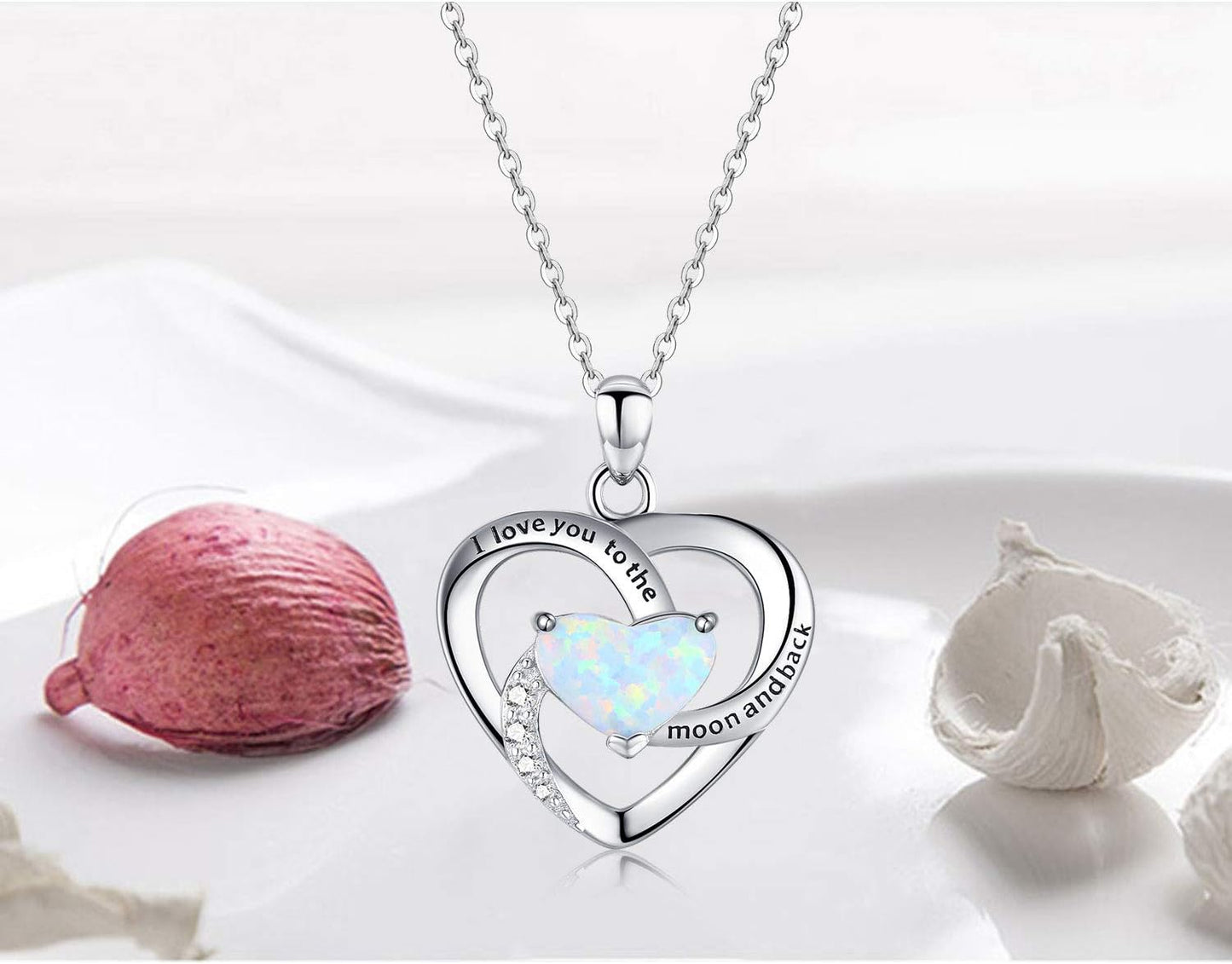 925 Sterling Silver Heart Necklace I Love You to the Moon and Back Pendant Sun Star Moon Necklace Jewelry for Women with Gifts Box